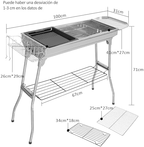 Outvita Portable Charcoal Grill, Large, 39 x 12 x 28"