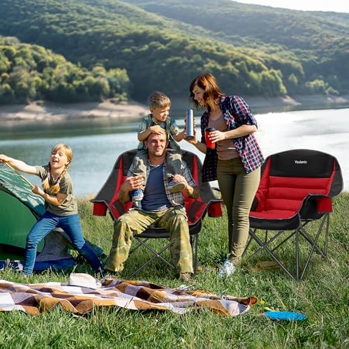 Youtanic Oversized Padded Camping Chair, Portable Folding Camping Chairs