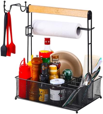 VIKEYHOME Grill Caddy, Picnic BBQ Organizer for Camping