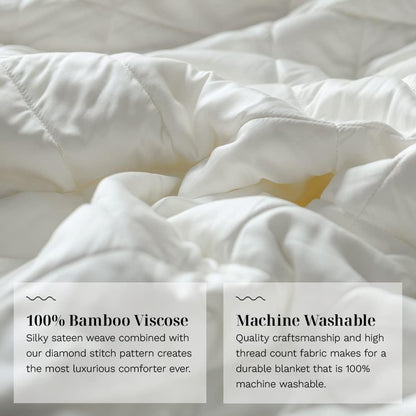 LUXOME Lightweight Blanket | 100% Rayon (Viscose) from Bamboo Fabric & Fill | King/Cal King - 98"x92" | Thermal-Regulating | Ivory