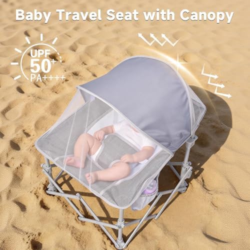 Foldable Baby Beach Chair with Canopy and Mosquito Net for Outdoor