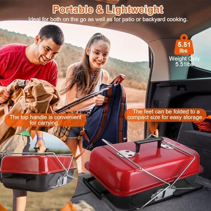Portable Charcoal Grill for Outdoor Cooking Small Tabletop BBQ Grill
