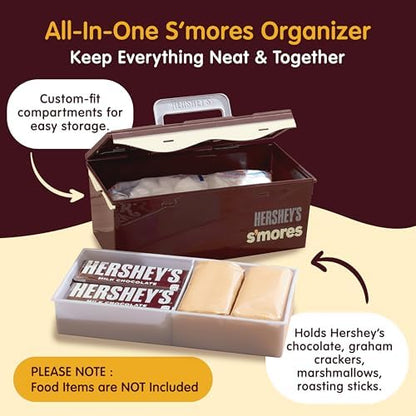 Mr. Bar-B-Q Hershey's Smores Caddy Tray Organizer - Smores Station Box to Store All Essentials On The Go for Picnics, Camping w/Removable Tray & Carrying Handle - No Food Items Included - 00262HSY