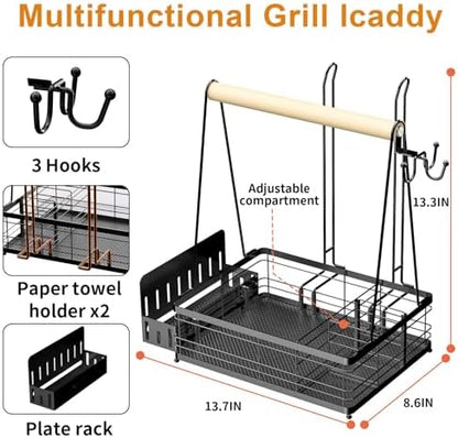 Grill Caddy BBQ for Outdoor Grill with 2 Paper Towel Holders