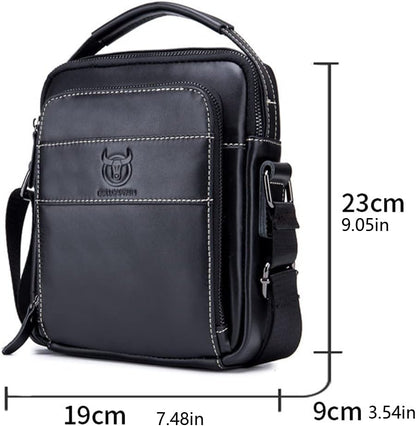 KPYWZER Genuine Leather Shoulder Bag Small Men Messenger Pack Handbag Sling Crossbody Bag Man Purse for Business