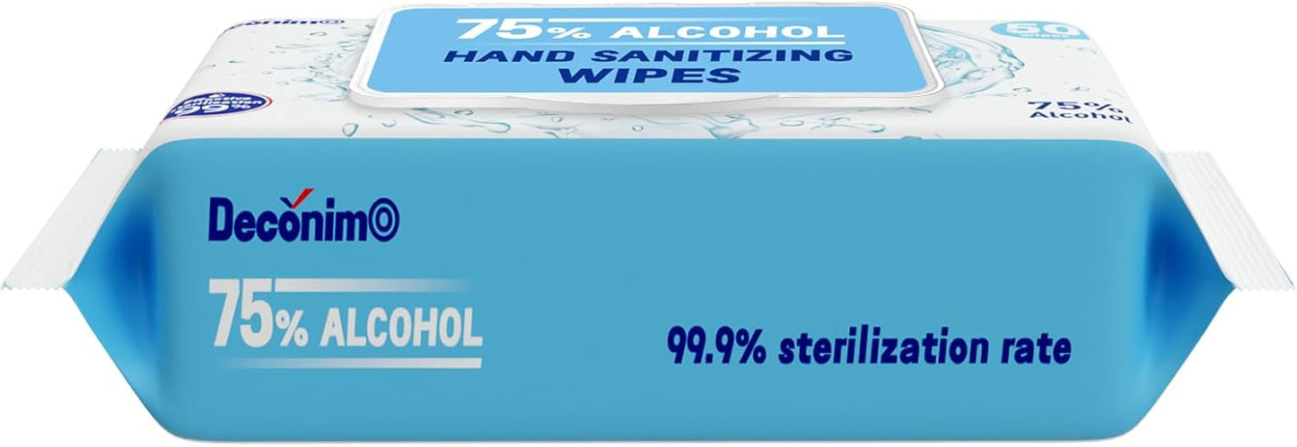 Advanced Large 75% Alcohol Hand Sanitizing Wipes, 4 Packs of 50 (200 Wipes) - Plus 20 Travel Packs - (Each Wipe Size 6" x 8")