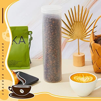 Suclain 6 Pieces Cylinder Cracker Containers Saltine Sleeve Storage Container Plastic Cracker Keeper with Lid Airtight Spaghetti Cookie Holder for Food Pantry Cereal Chips