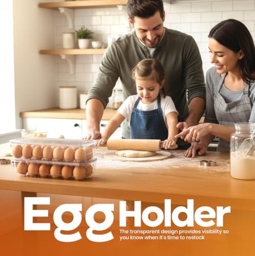 Utopia Home Egg Holder for Fridge, Stackable Egg Container, 2 Pack, Clear