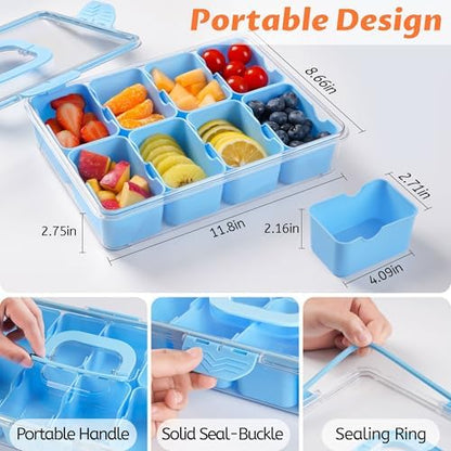 Snackle Box Container Dishwasher Safe Divided Serving Tray with Lid Handle