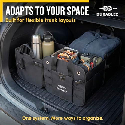 Large Car Trunk Organizer, Modular & Collapsible, 3 Compartment XL, Black