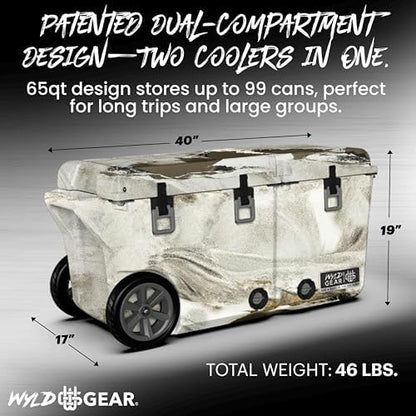 Wyld Gear 65 Quart Dual Compartment Hard Cooler with Wheels