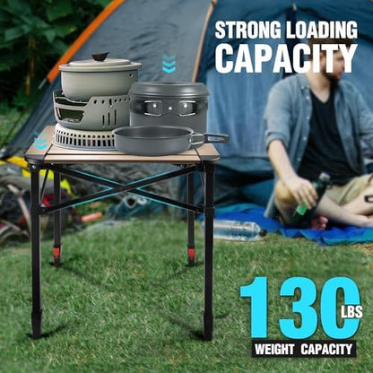 VILLEY Folding Camping Square Table, Portable Aluminum Table, Medium