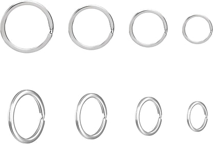 40 Pack Key Ring Keychain Mix 4 Sizes Silver Metal Flat Split Key Chains Rings for Home Car Dog Tag Office Lanyards Keys Attachment