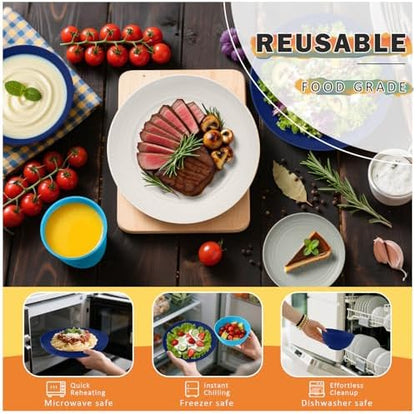 Wheat Straw Dinnerware Sets of 32, Unbreakable Plates and Bowls Sets Service for 8, Dinner Plate/Dessert Plate/Bowl/Cup, for Outdoor Camping RV Apartment Essentials - Island Color
