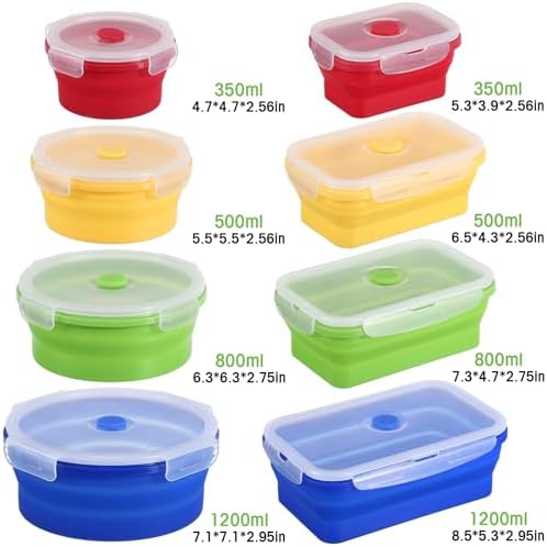 Yaomiao 16 Pack Collapsible Food Storage Container with Lid,Bright Colors