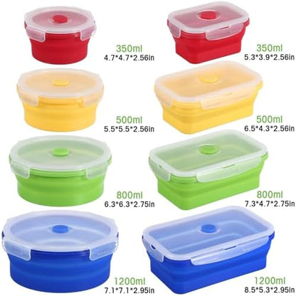 Yaomiao 16 Pack Collapsible Food Storage Container with Lid,Bright Colors