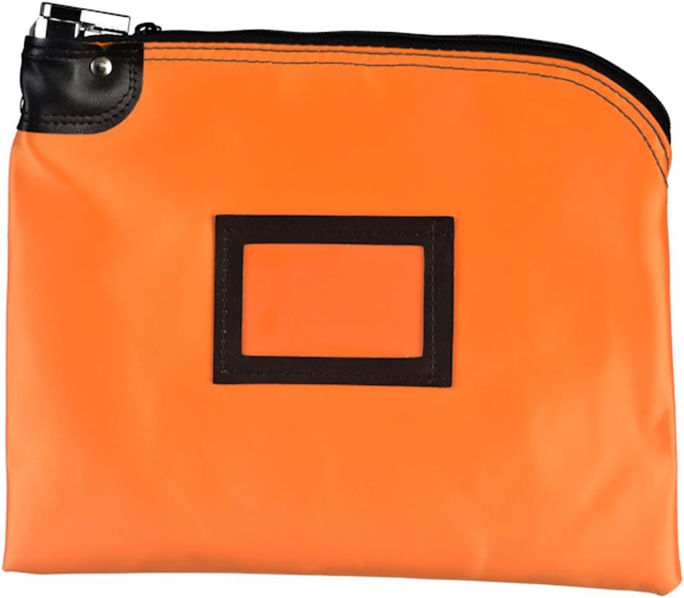 Keyed Secure Tough Safe Locking Bag W/Zipper-12W x 9H Orange Laminated Nylon