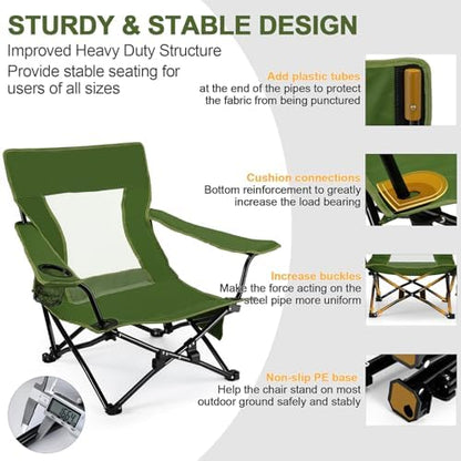 Joyfair Beach Camping Chair (2 Pack), Folding Chair for Adults (Green)