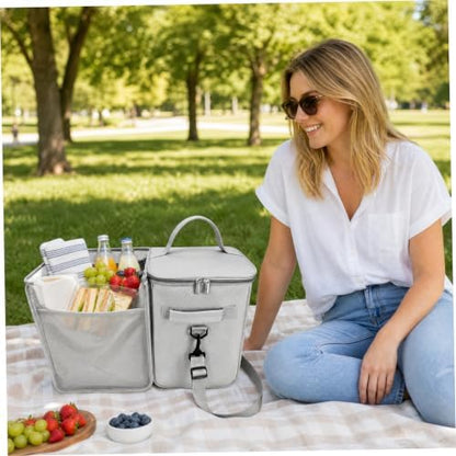 Cooler Organizer Insert, 2-in-1Leakproof Beach Bag Organizer, Portable Dry-Wet Separate Tote Insert, Gray