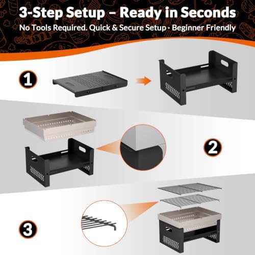 Portable Foldable Charcoal Grill, Small Tabletop Hibachi, Camping BBQ Grill