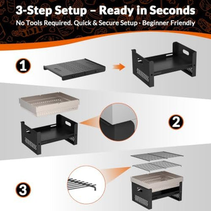 Portable Foldable Charcoal Grill, Small Tabletop Hibachi, Camping BBQ Grill