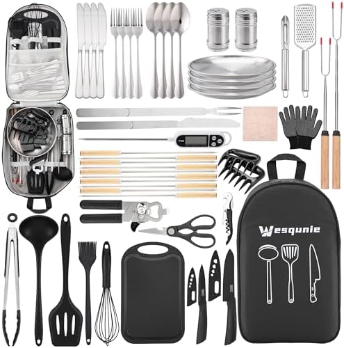 Wesqunie Camping Cooking Utensils Set, Cookware Set for Outdoor Hiking BBQ