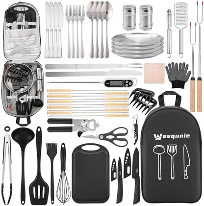 Wesqunie Camping Cooking Utensils Set, Cookware Set for Outdoor Hiking BBQ