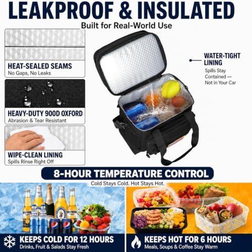 GLENKEY Tactical Lunch Box Men Expandable Insulated Leakproof Cooler Bag