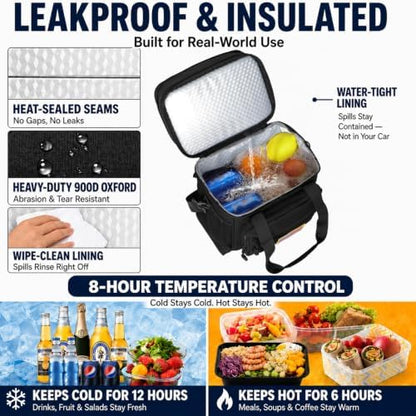 GLENKEY Tactical Lunch Box Men Expandable Insulated Leakproof Cooler Bag
