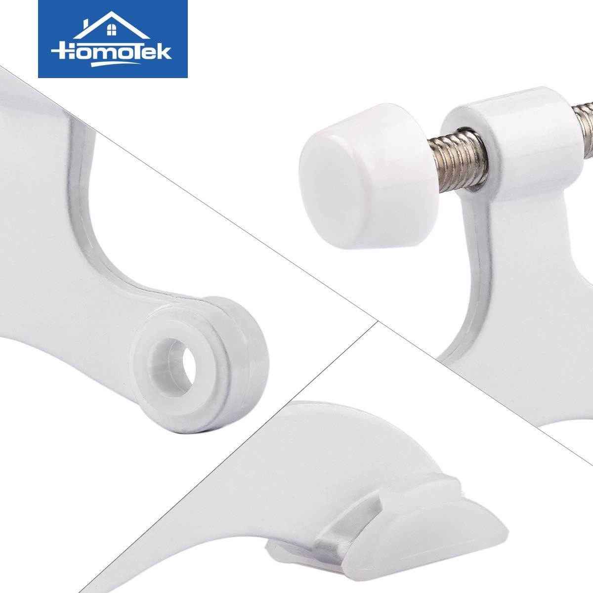 HOMOTEK 2 Pack Hinge Pin White Door Stopper,Adjustable Deluxe Heavy Duty Door Stopper 2-1/2"x1-3/4”,with White Rubber Bumper Tips