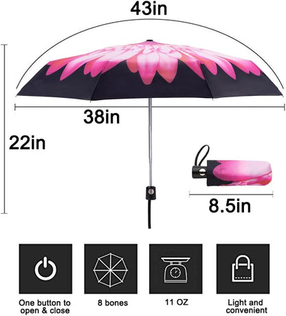 Goothdurs Automatic Mini Travel Windproof Umbrella Compact Auto Open/Close Small Lightweight Folding Rain Umbrellas for Women Men