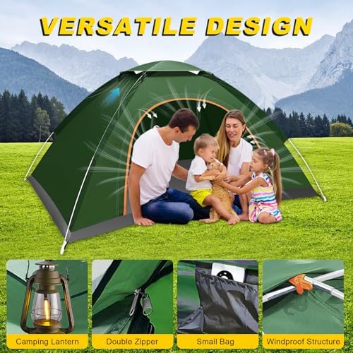Camping Tent 2/3 Person，Portable Double Layer Outdoor Dome Tent, Waterproof Windproof Easy Setup - Suitable for Adventure, Weekend Hiking Trips