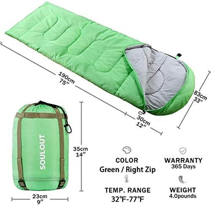 SOULOUT 3-4 Season Sleeping Bag for Adults & Teens - Camping