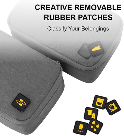 LEVEL8 4 Set Packing Cubes Travel Luggage Packing Organizers - Grey