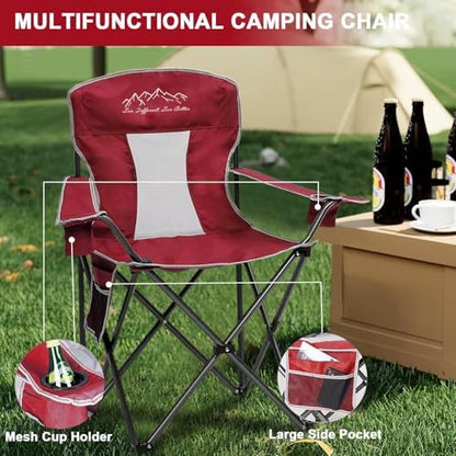 Camping Chairs Outdoor Portable Folding Chair with Mesh Back, Red