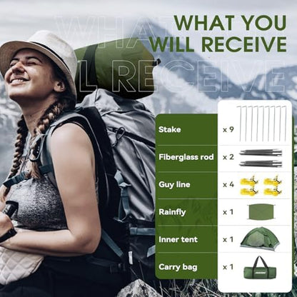 JAICOM 1-4 Person Camping Tent - Lightweight Backpacking Tent, Easy Set Up