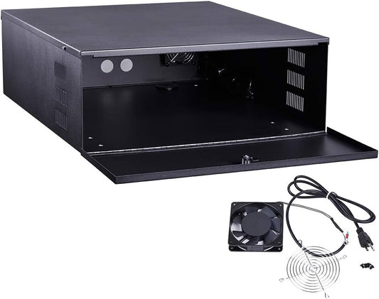 Kenuco White Heavy Duty 16 Gauge Steel DVR Security Lockbox with Fan (BK 15'' X 14.86'' X 4.96'')