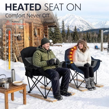 Heated Oversized Camping Chair 2 Pack - Heavy Duty Padded Outdoor Chairs