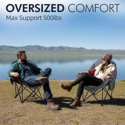 Oversized Camping Chair for Adults 2 Pack - Heavy Duty Outdoor Padded Chair