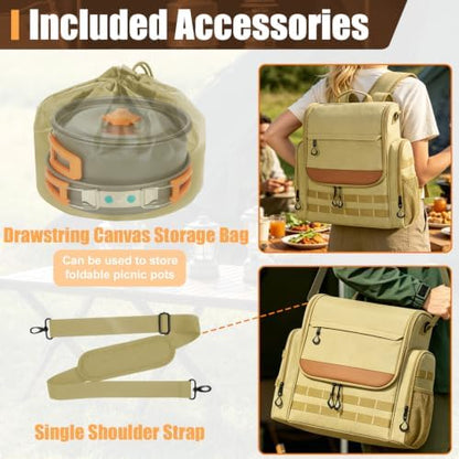 Large Camp Kitchen Organizer with Paper Towel Holder, Khaki