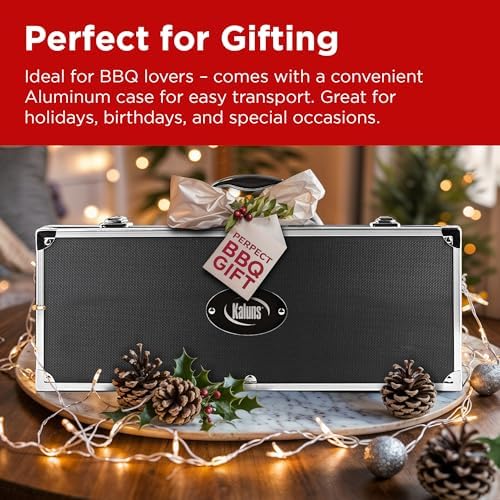 Kaluns 32 Psc Grilling Accessories, Dad Gifts for Fathers Day, Heavy Duty Stainless Steel Grill Set BBQ Grill Accessories for Outdoor Grill with Aluminum Case and Apron, Best Gifts for Men