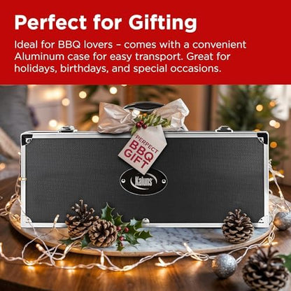 Kaluns 32 Psc Grilling Accessories, Dad Gifts for Fathers Day, Heavy Duty Stainless Steel Grill Set BBQ Grill Accessories for Outdoor Grill with Aluminum Case and Apron, Best Gifts for Men