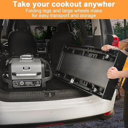 Quick-Fold Grill Cart for Ninja Woodfire & Blackstone