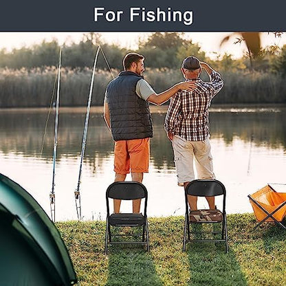 Mini Padded Folding Stool - 12.2 Inch Camping Black 2-Pack