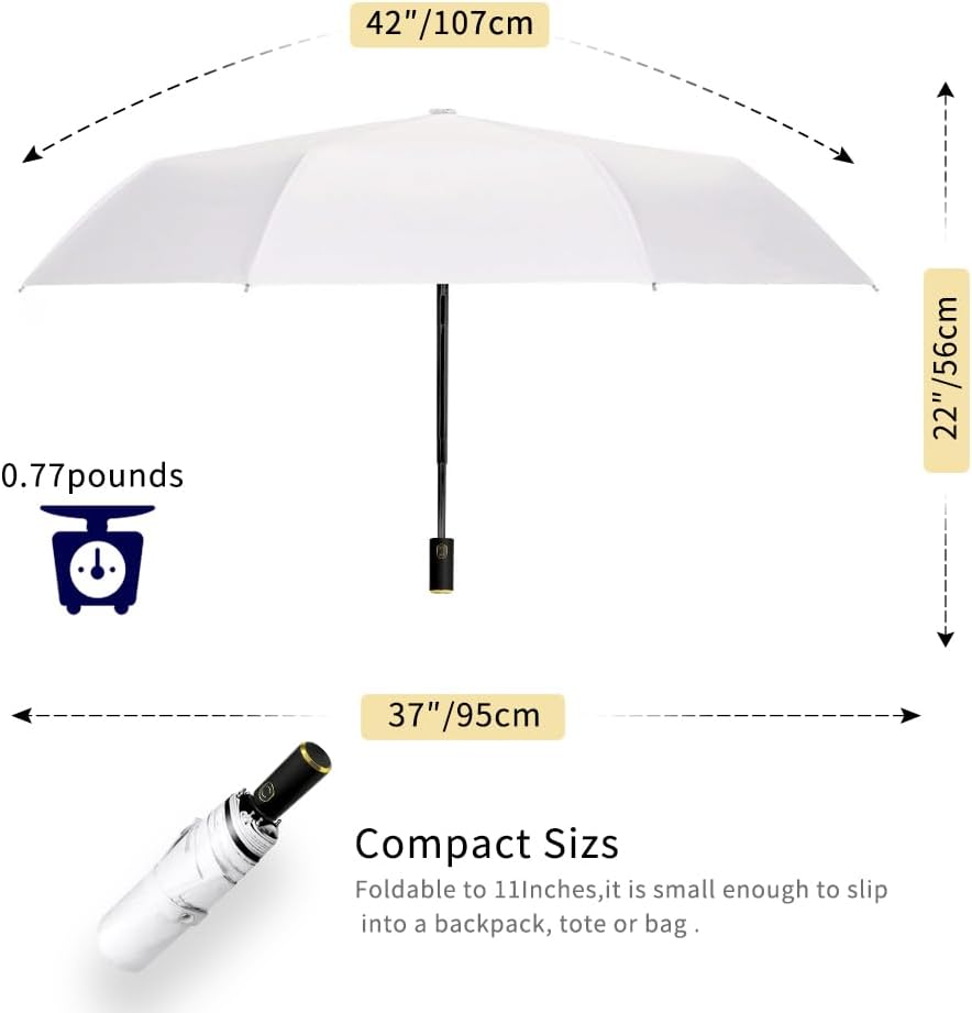 Cuby UV Sun Umbrella Compact Folding Umbrella lightweight Portable Manual Travel Umbrella for Rainproof & 99% UV Protection with Black Anti-UV Coating
