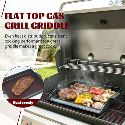 Upgraded 23"x16" Enamelled Cast Iron Griddle, 2.56" High Sidewalls, Heavy-Duty Nonstick Flat Top with Dual Handles, Universal for Gas/Charcoal Grill & Stove Top