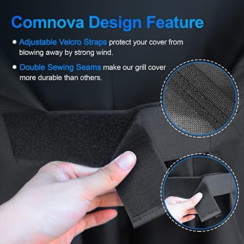 Comnova Grill Cover for Weber Q Grill on Cart - 7112 BBQ Cover for Weber Q3000/Q300/Q2000/Q200 with Portable Stand, 600D Heavy Duty & Waterproof BBQ Cover for Weber Q3200, 3000, 320, 300 and More