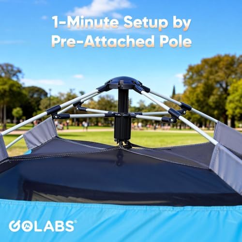 Golabs Pop Up Camping Tent for 2/3 Person, Quick Setup by Pre-Attached Pole