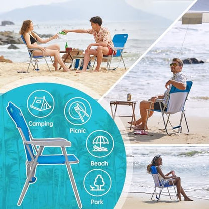 #WEJOY Folding Beach Chairs for Adults, High Back Lightweight for Camp Lawn