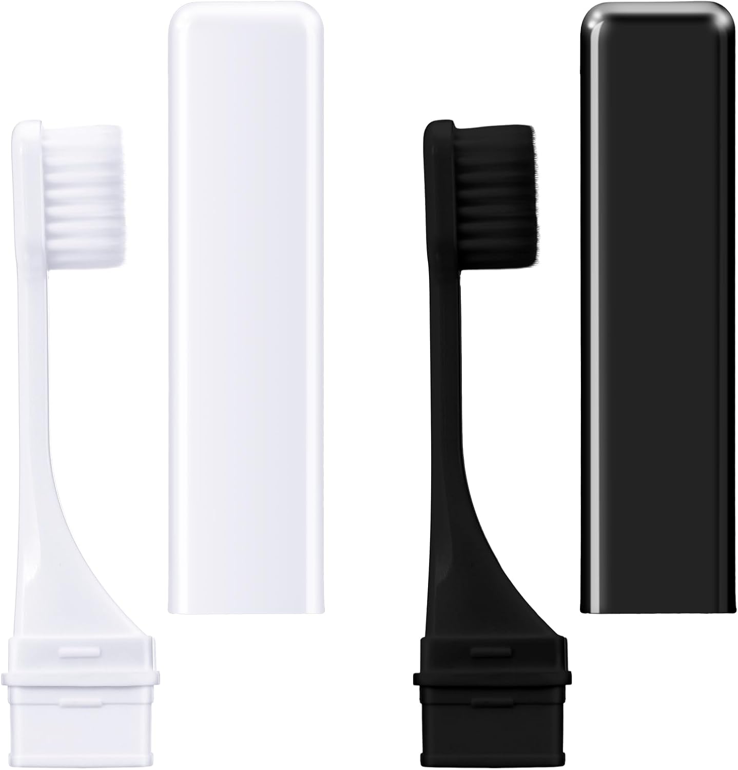 Patelai 2 Pieces Travel Toothbrush Set, Soft Bristle Mini Foldable Tooth Brush with Case, Individually Wrapped Small Portable Travel Size Toiletries Stuff for Camping (Black and White)